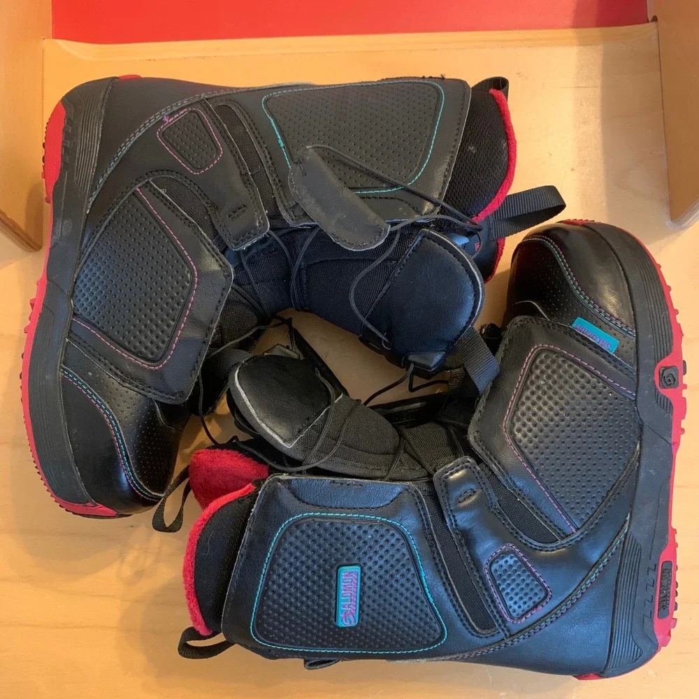 Salomon Pearl Womens Snowboard Boots US‎ Sz 5 Black Sure Lock Auto Fit Contagrip
